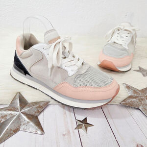 Hoff Los Angeles sneakers beige pink black trainers leather women's size 9